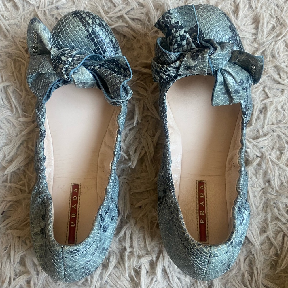 Prada Ballerinas / Flats Python Grey / Blue Size … - image 8
